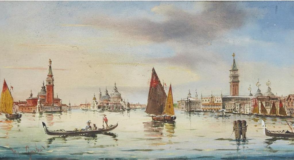 Marco Grubas (1839-1910) - The Bacino Di San Marco; View Of The Grand Canal