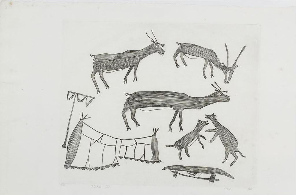 Kiakshuk (1886-1966) - Caribou And Tents