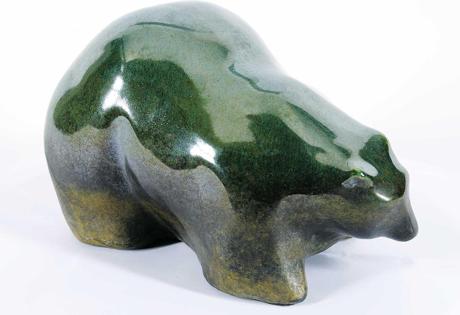 Tony Evans - Glazed Green Raku Bear