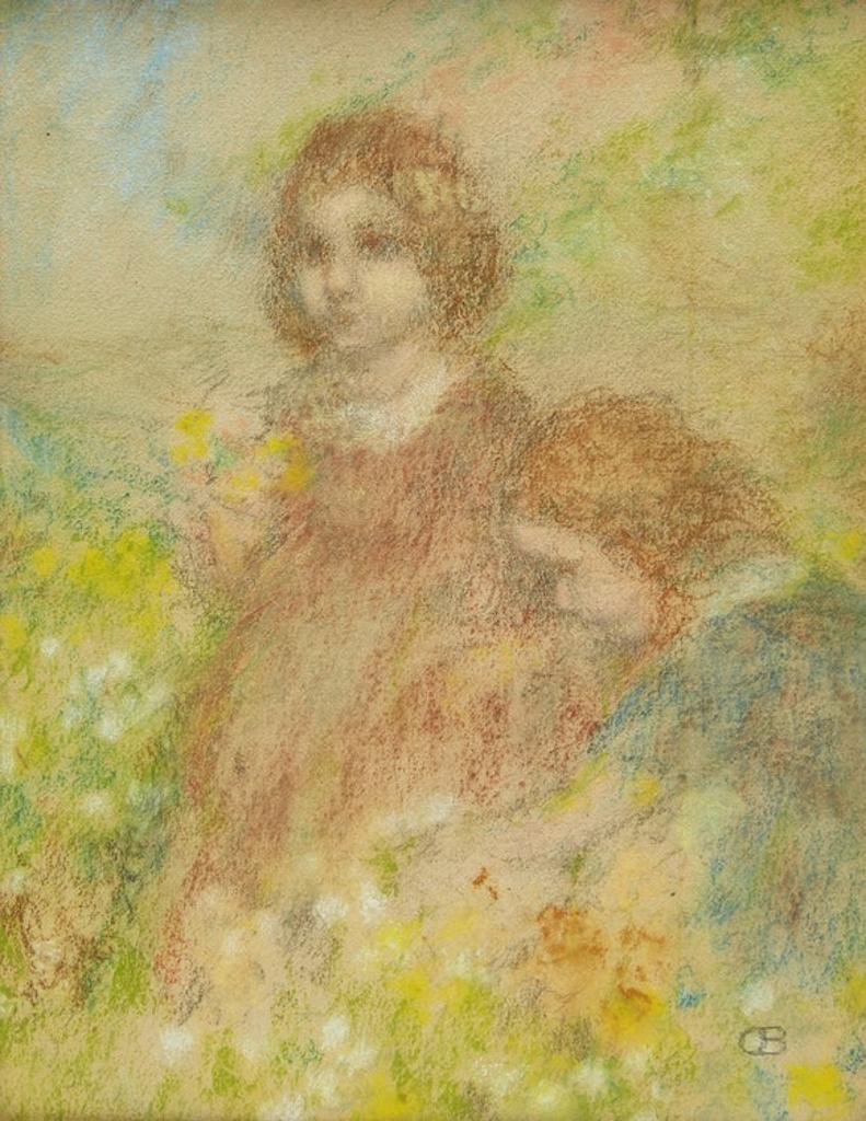 Charles Ernest de Belle (1873-1939) - Two Little Girls Picking Flowers