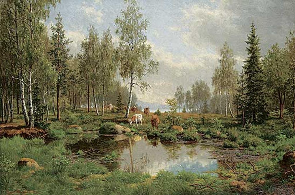 Carl Henrik Bogh (1827-1893) - Untitled - Cattle Grazing
