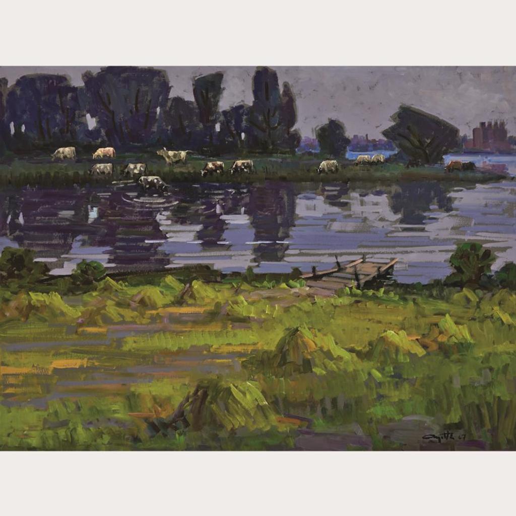 Léo Ayotte (1909-1976) - Cows By River
