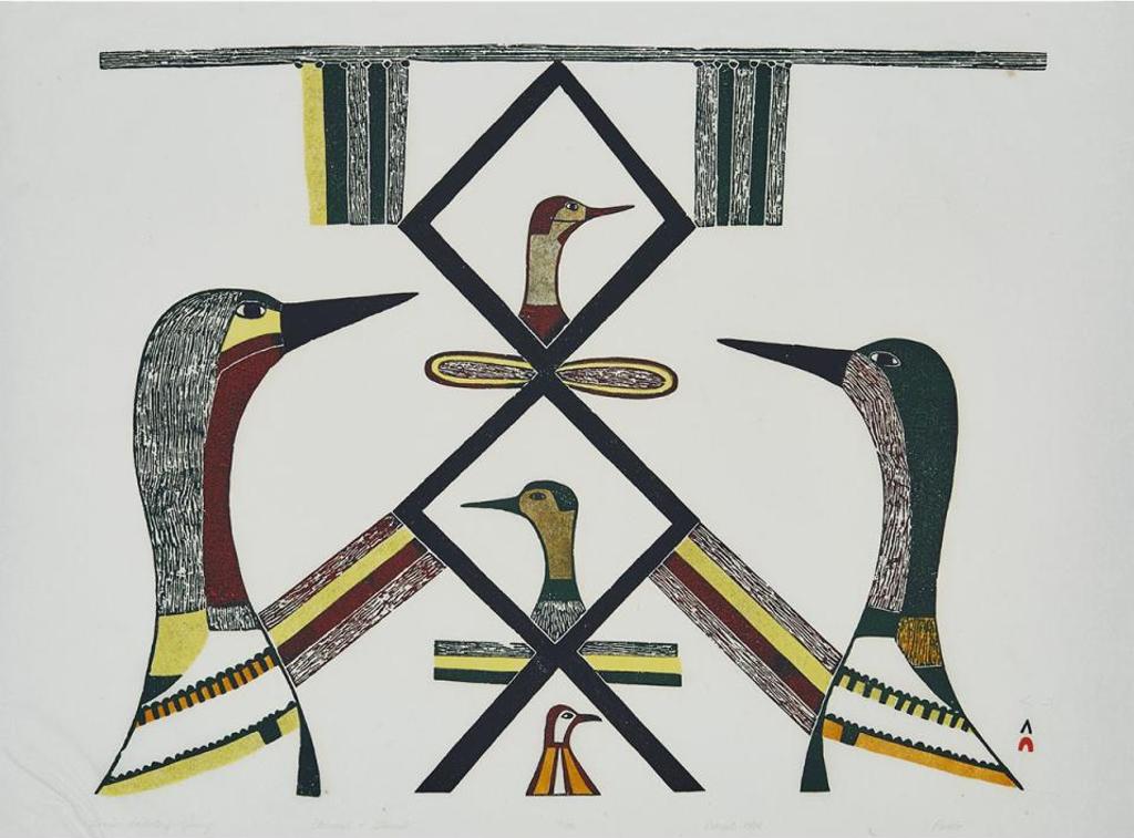Pudlo Pudlat (1916-1992) - Loons Protecting Young