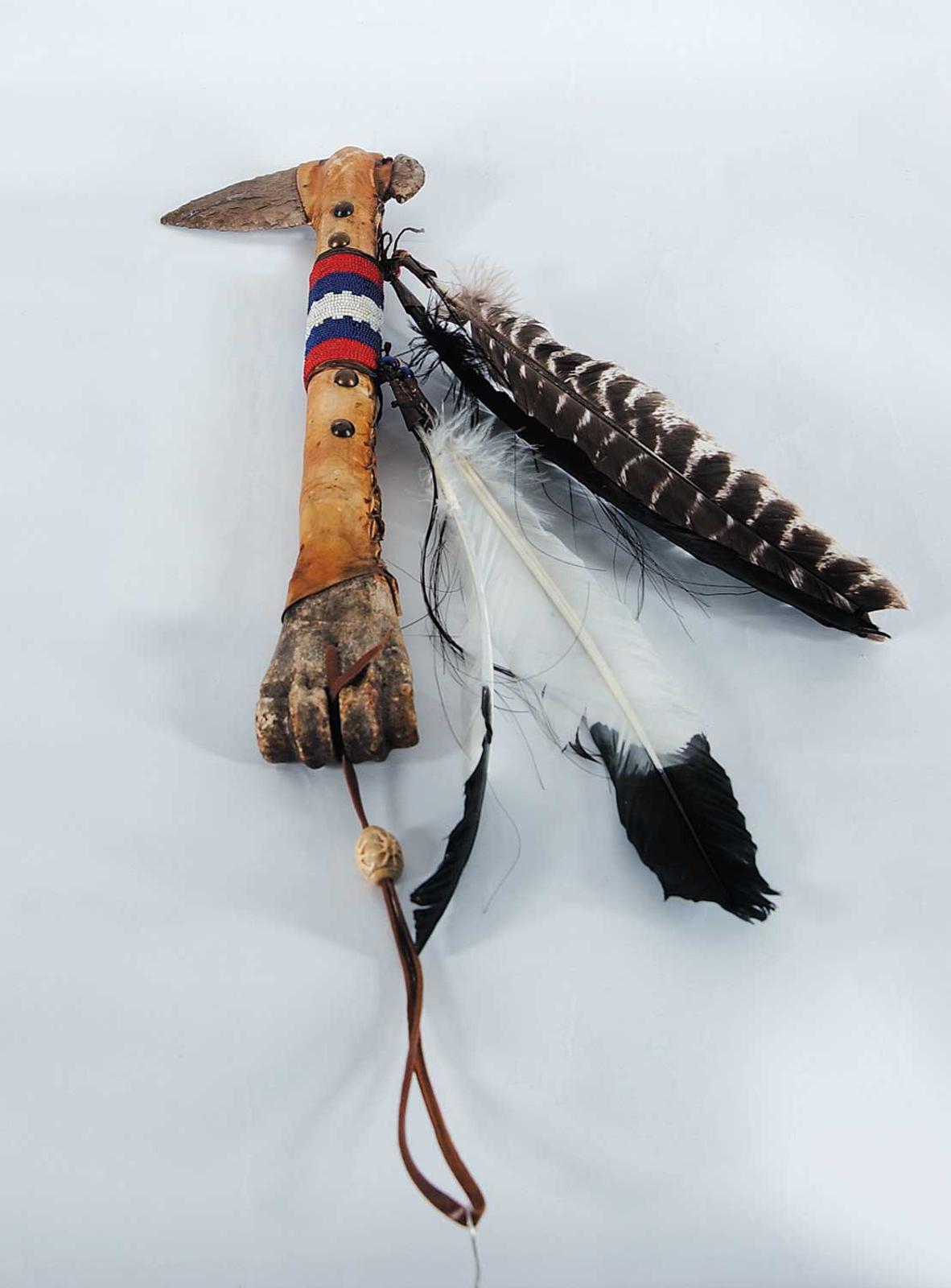First Nations Basket School - Bead and Feather Adorned Axe