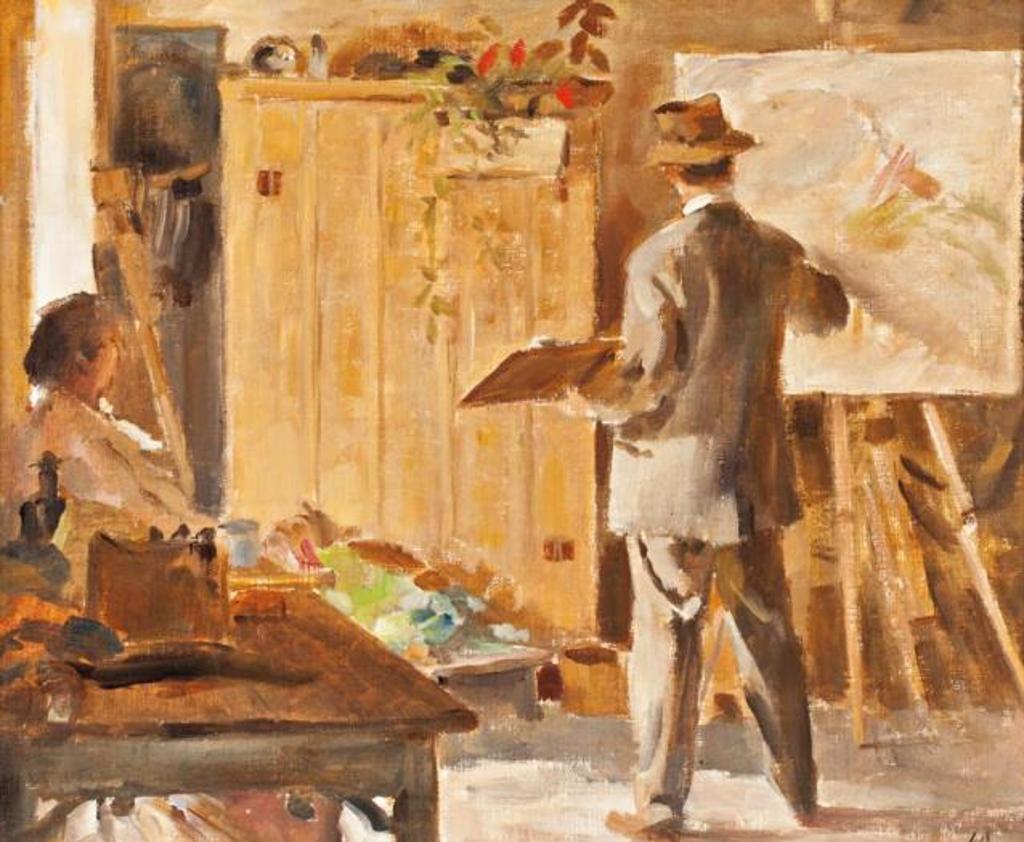 Jan Dedina (1870-1955) - The Artist and his Model