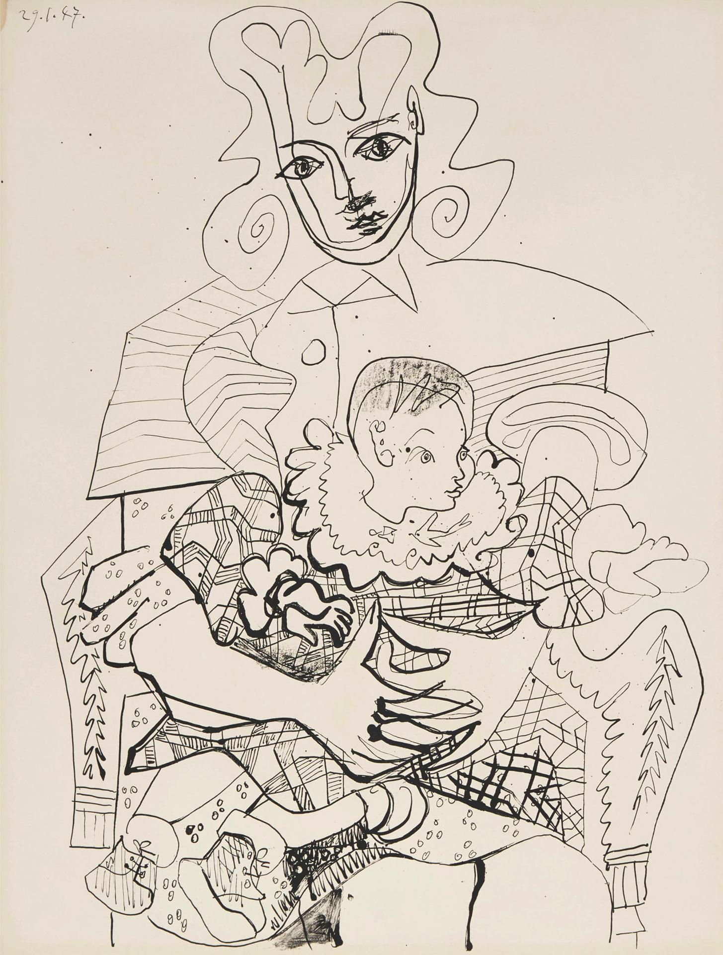 Pablo Ruiz Picasso (1881-1973) - INES AND HER CHILD, 1947 [M. 61; B. 415]