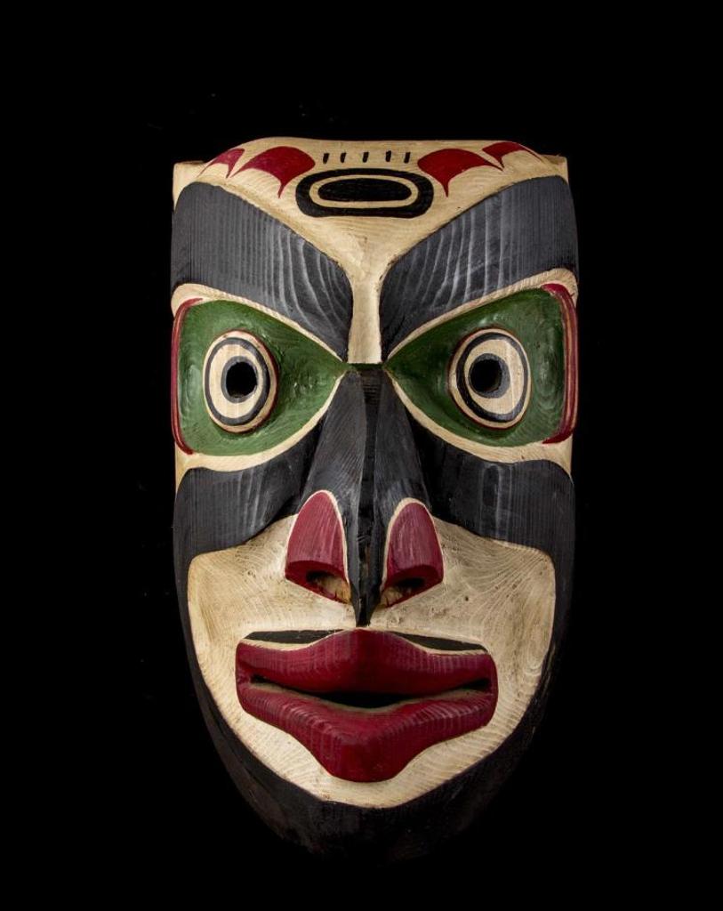 Martin Knox - a carved and polychromed cedar Wild Man mask