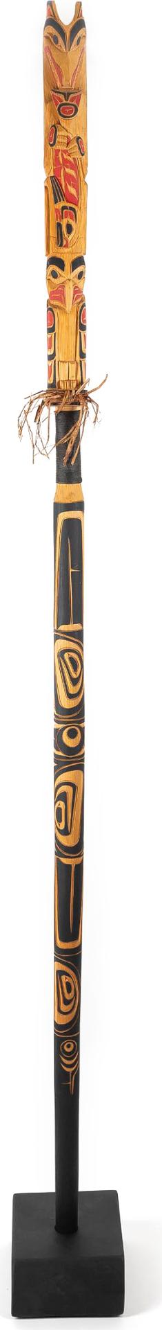 Gus Modeste - Carved And Painted Talking Stick On A Stand, 2005