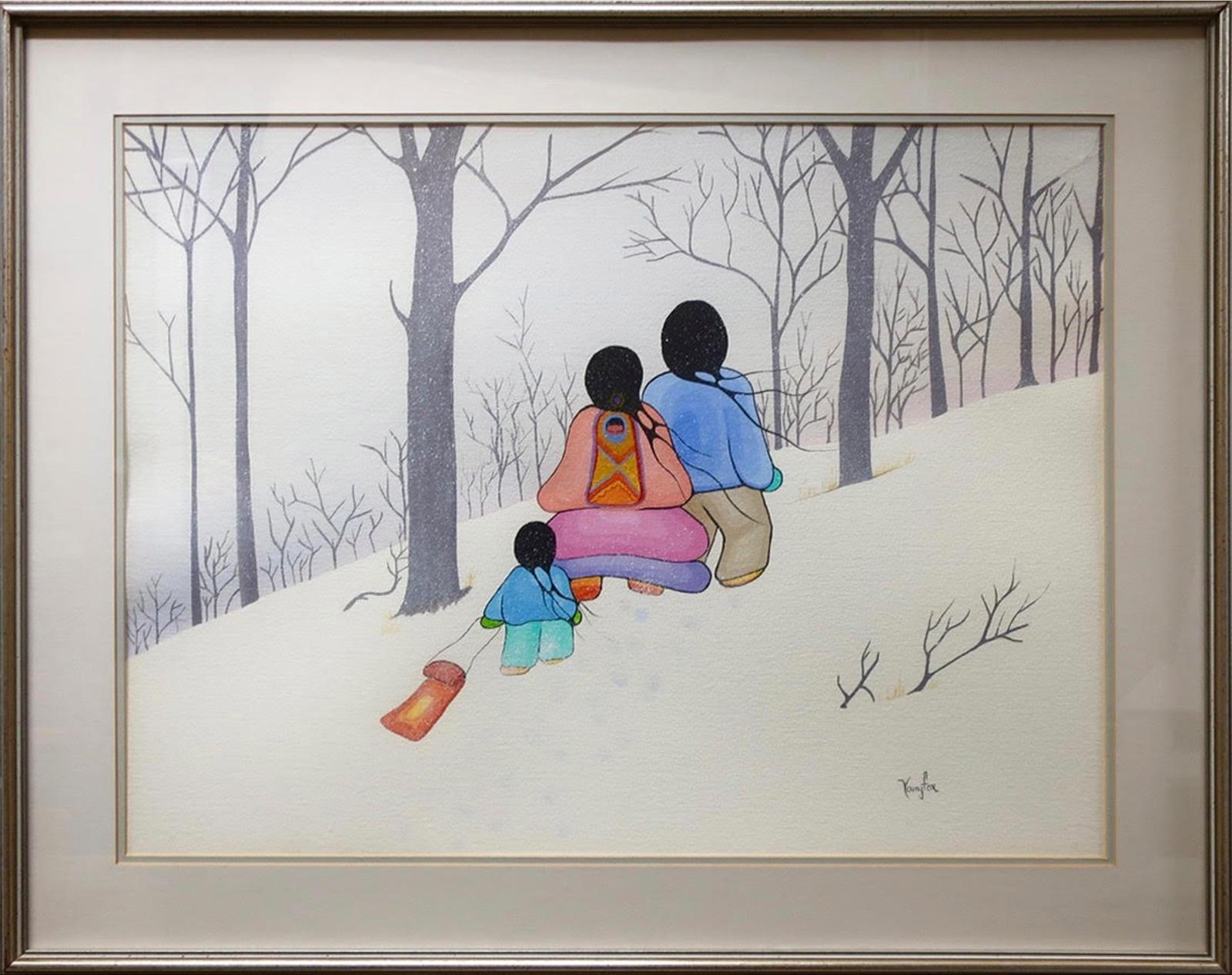 Cecil Robert Youngfox (1942-1987) - Untitled (Couple With Children In A Winter Landscape)