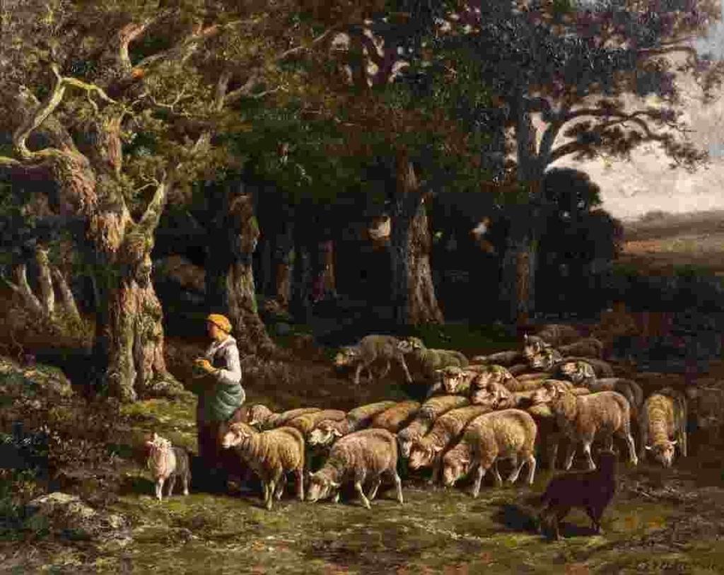 Charles Ferdinand Ceramano (1829-1909) - Untitled  (Shepherdess and Herd)