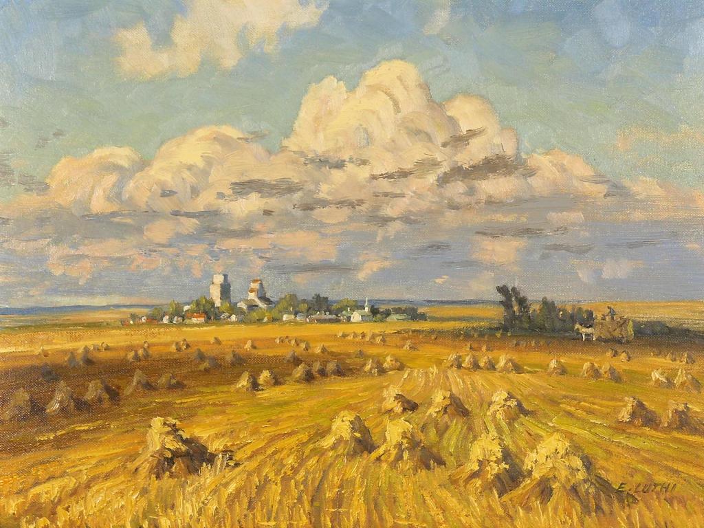 Ernest (Ernie) Luthi (1906-1983) - Old Time Harvest At Khedive