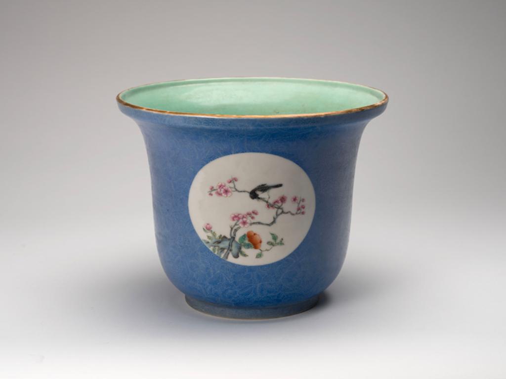 Chinese Art - A Blue Ground Famille Rose Planter, Republican Period