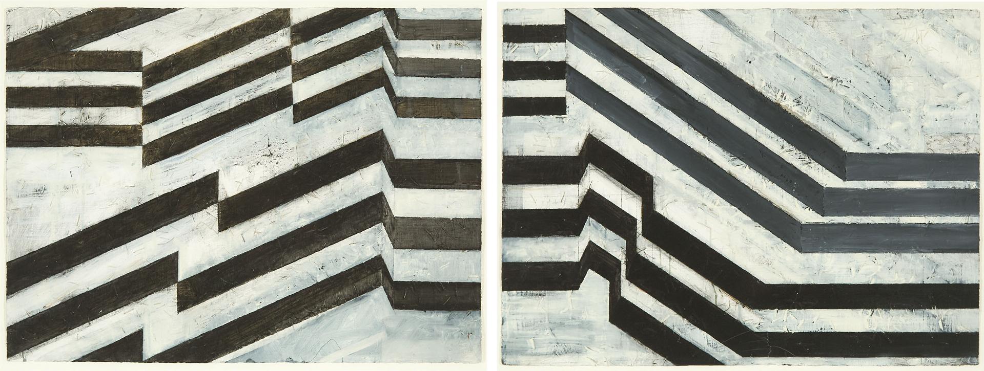 William Blakey - Untitled Diptych - White And Black Stripes, Ca. 2008