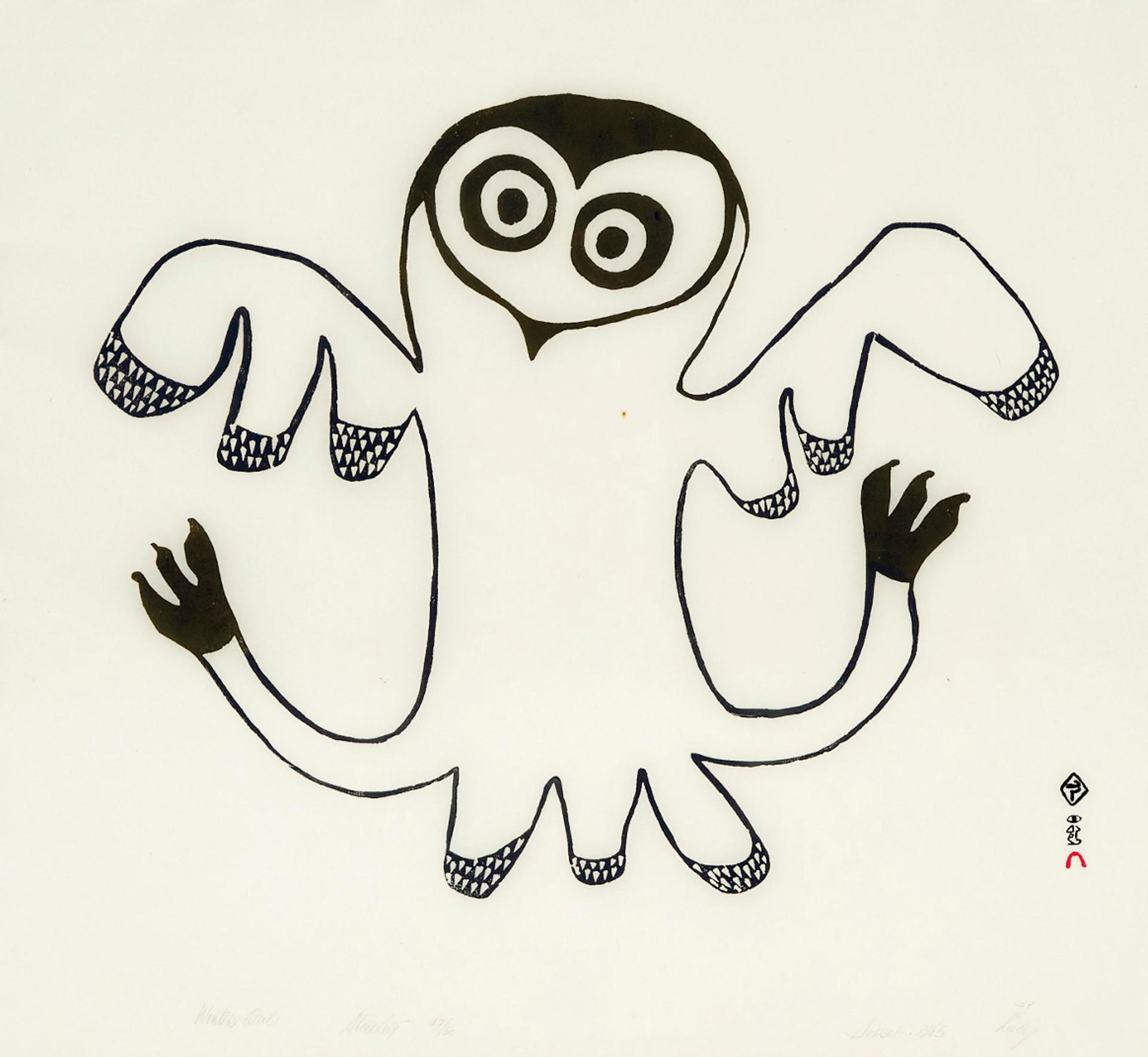 Lucy Qinnuayuak (1915-1982) - Winter Owl, 1965