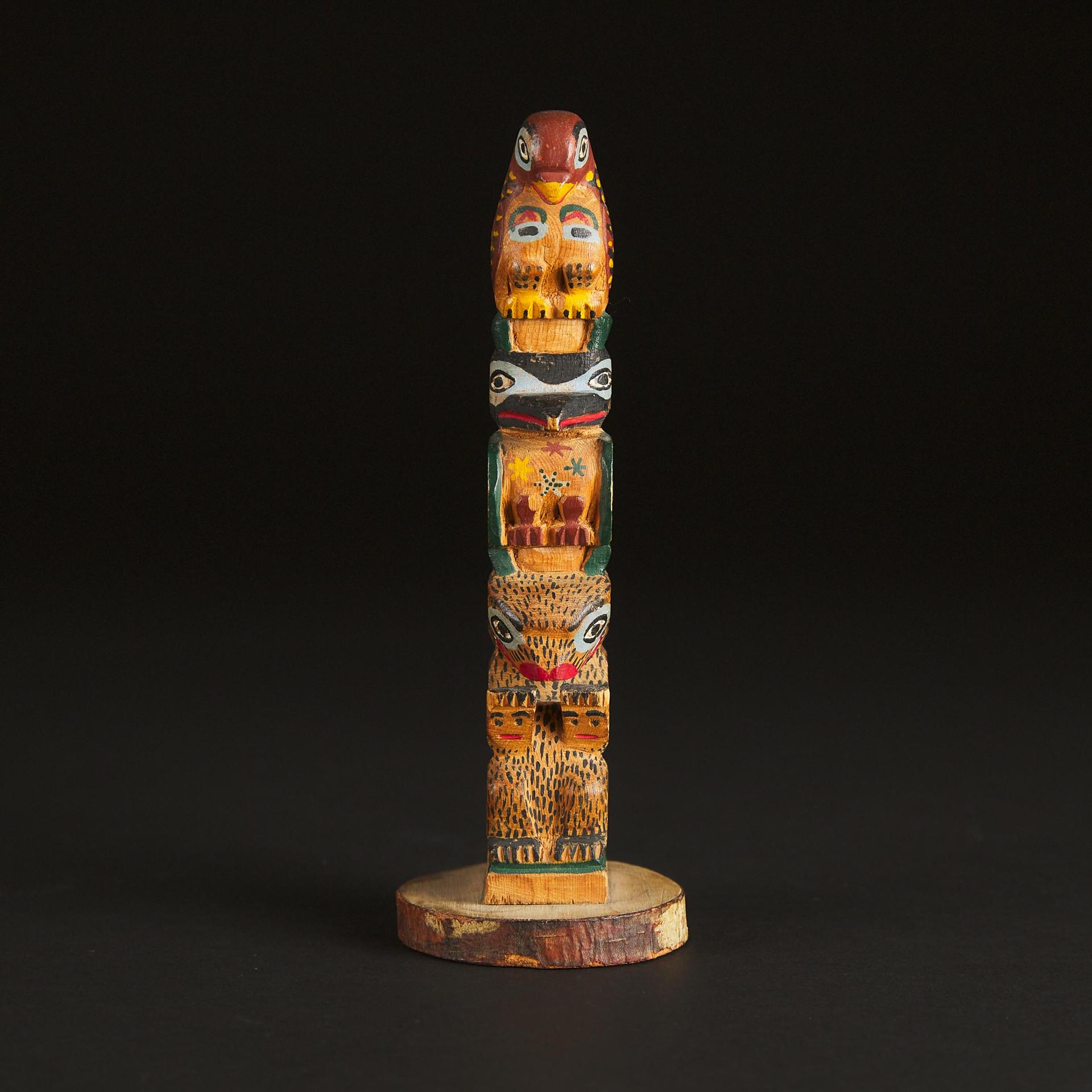 Eli Tait - Grouse Raven Bear Model Totem Pole