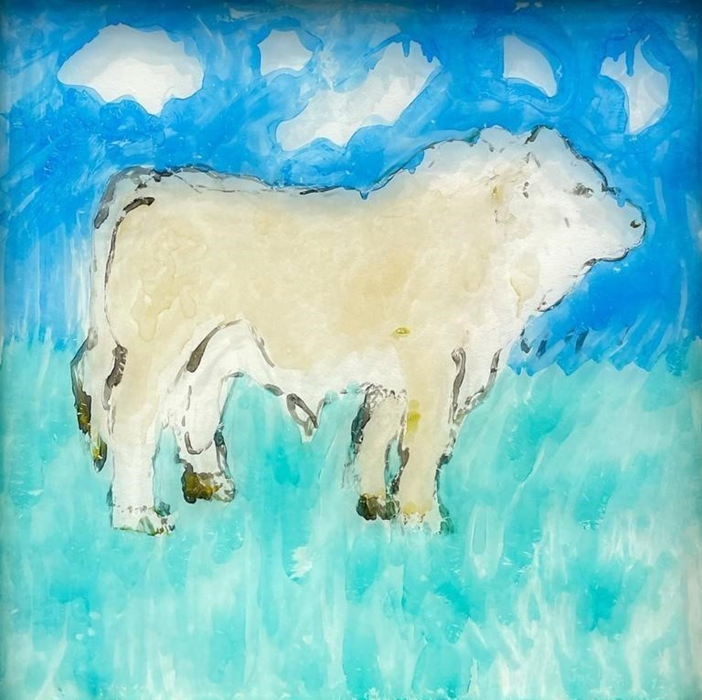 Joseph Joe Fafard (1942) - Untitled (Bull on Window Pane)