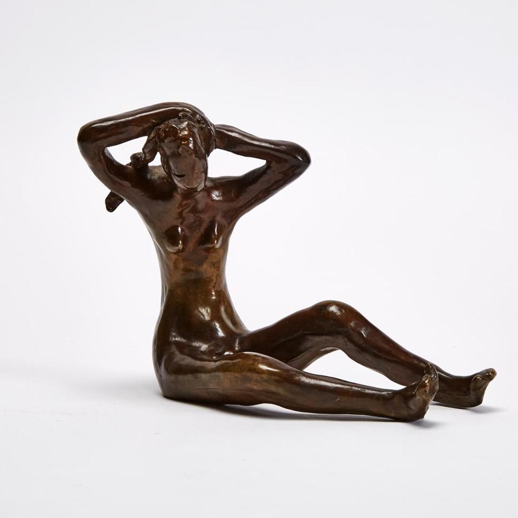Otto Gutfreund (1889-1927) - Seated Young Female Nude Tying Braids, 1911