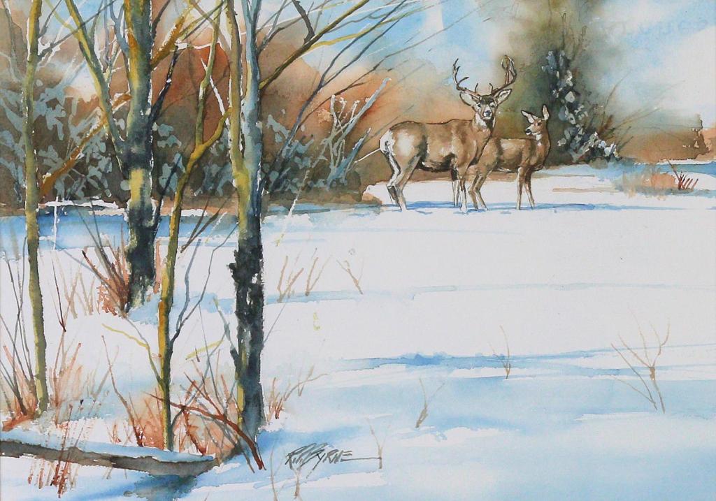 Robert P. Byrne - Untitled, Two Deer, Winter