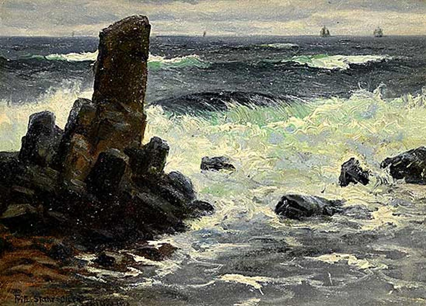 Fritz Staehr-Olsen (1858-1922) - Untitled - Crashing Waves