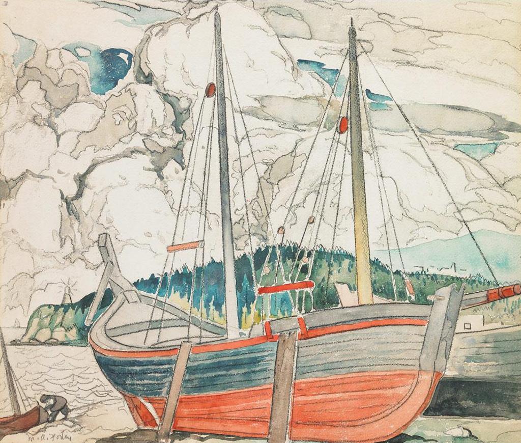Marc-Aurèle Fortin (1888-1970) - Beached Fishing Boat, Gaspe