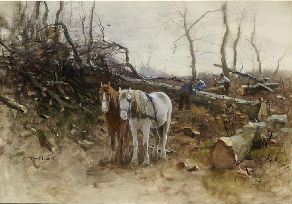 Francois Pieter ter Meulen (1843-1927) - Logging Scene With Draft Horses