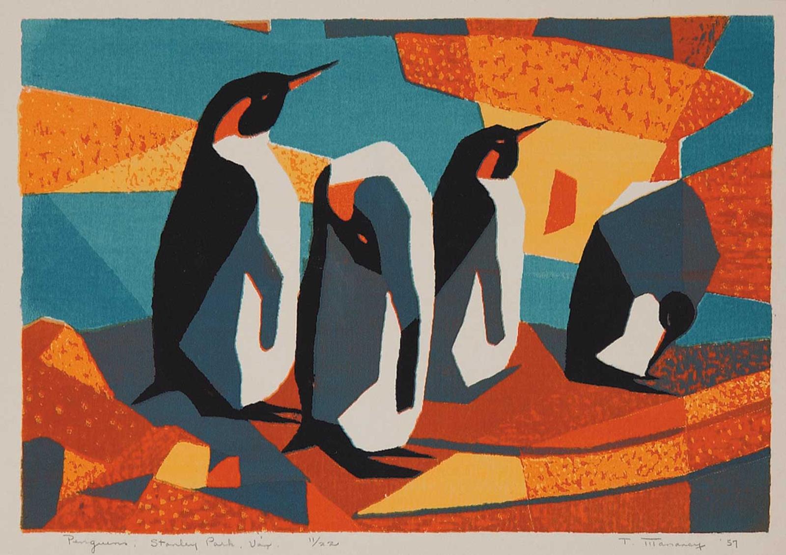 Thelma Alberta Manarey (1913-1984) - Penguins, Stanley Park, Van.  #11/22
