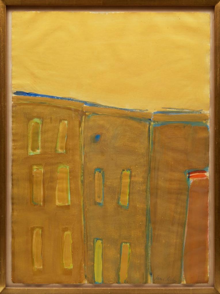 James Lechay (1907-2001) - Three Buildings, Sky in Naples Yellow