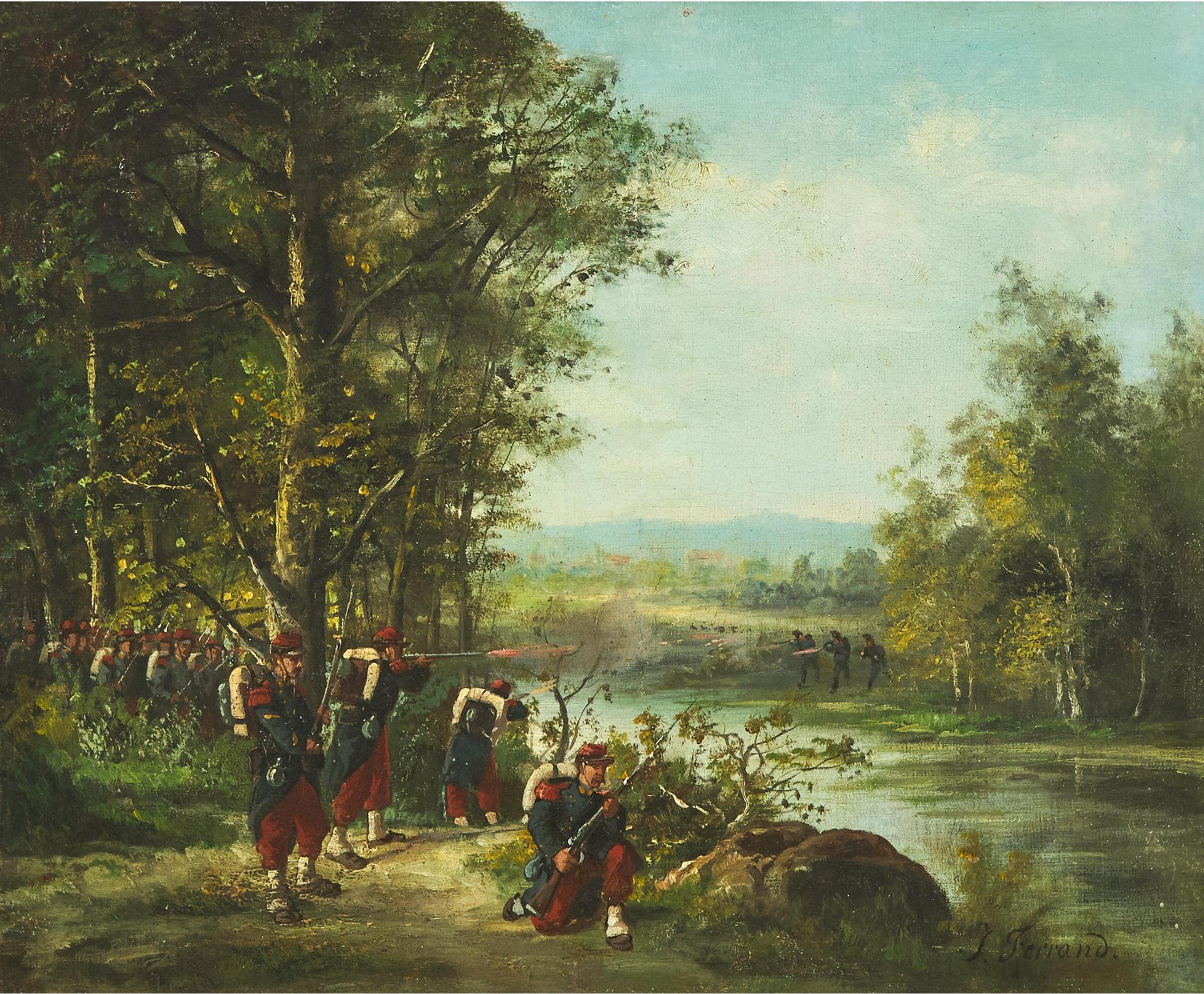 J. Ferrand - French Foreign Legion Soldiers Firing Across The River