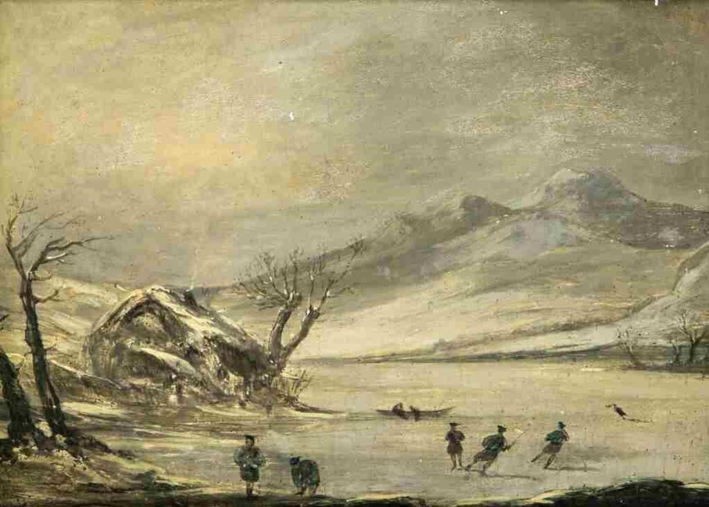 Attr John Wilson Ewbank (1779-1847) - Loch Earn with Skaters