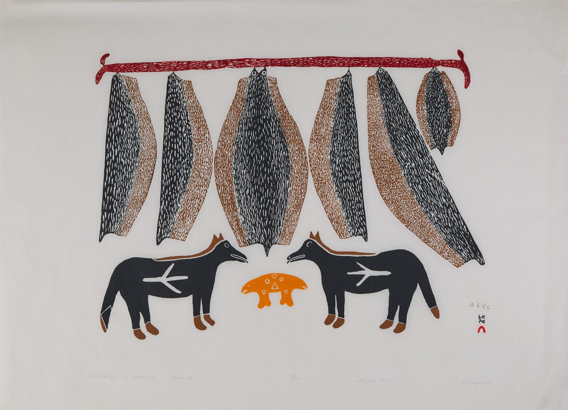 Ikayukta Tunnillie (1911-1980) - Sled Dog And Sealskins