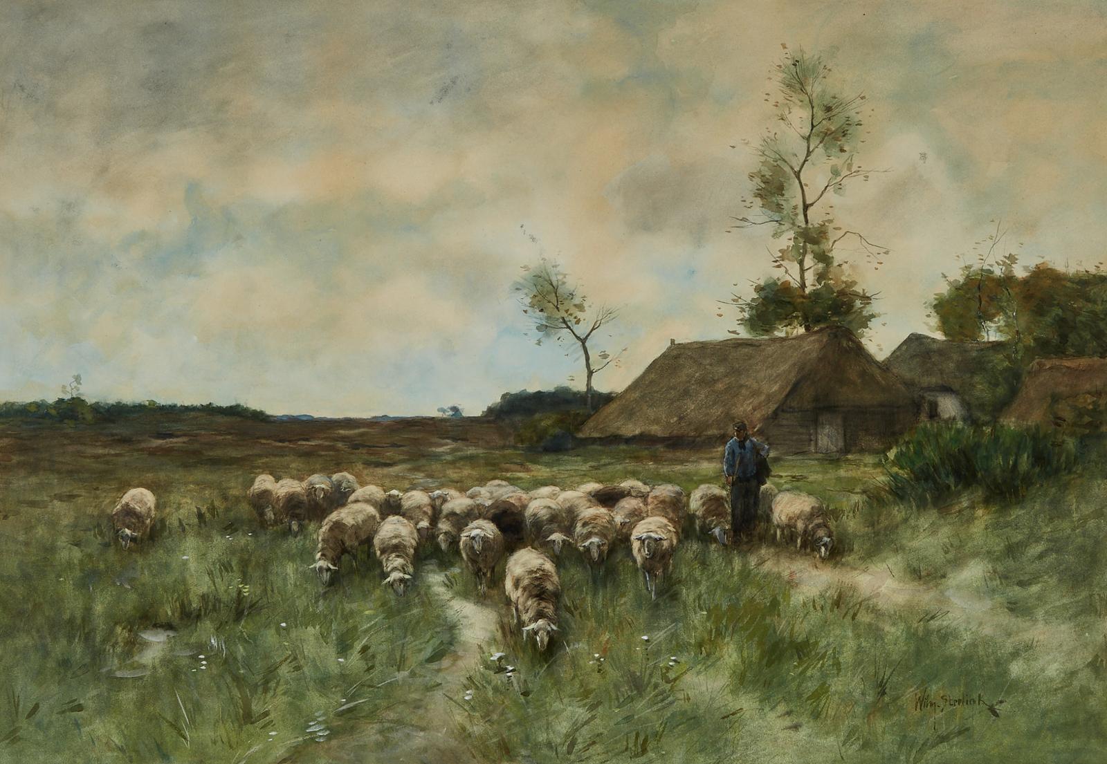 Willem Steelink (1856-1928) - Herding The Sheep