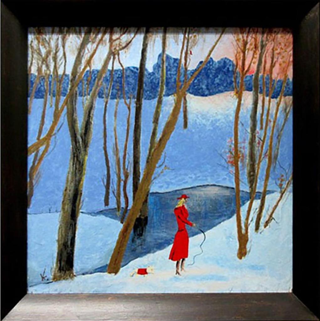 Vasily Kondratuk (1940) - Untitled (Winter Dog Walk)