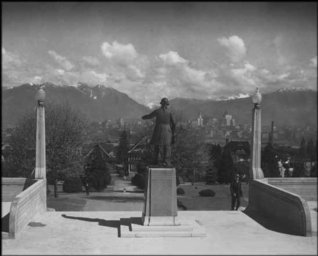 Karl Huber (1898-1985) - George Vancouver Statue at City Hall (Early Vancouver Series)