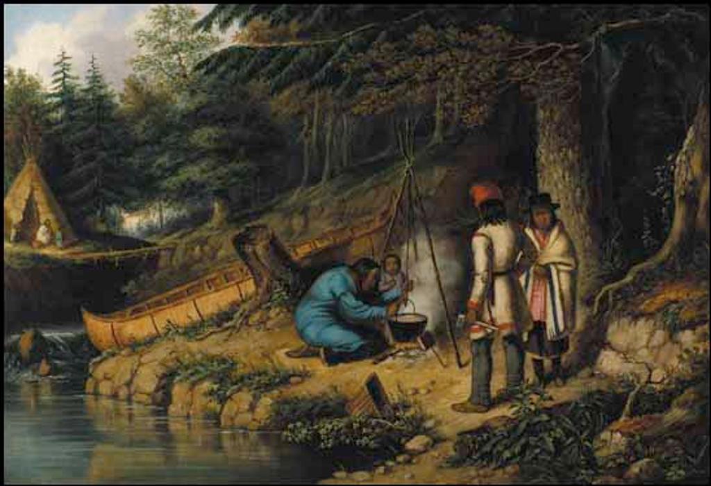 Cornelius David Krieghoff (1815-1872) - A Caughnawaga Indian Encampment