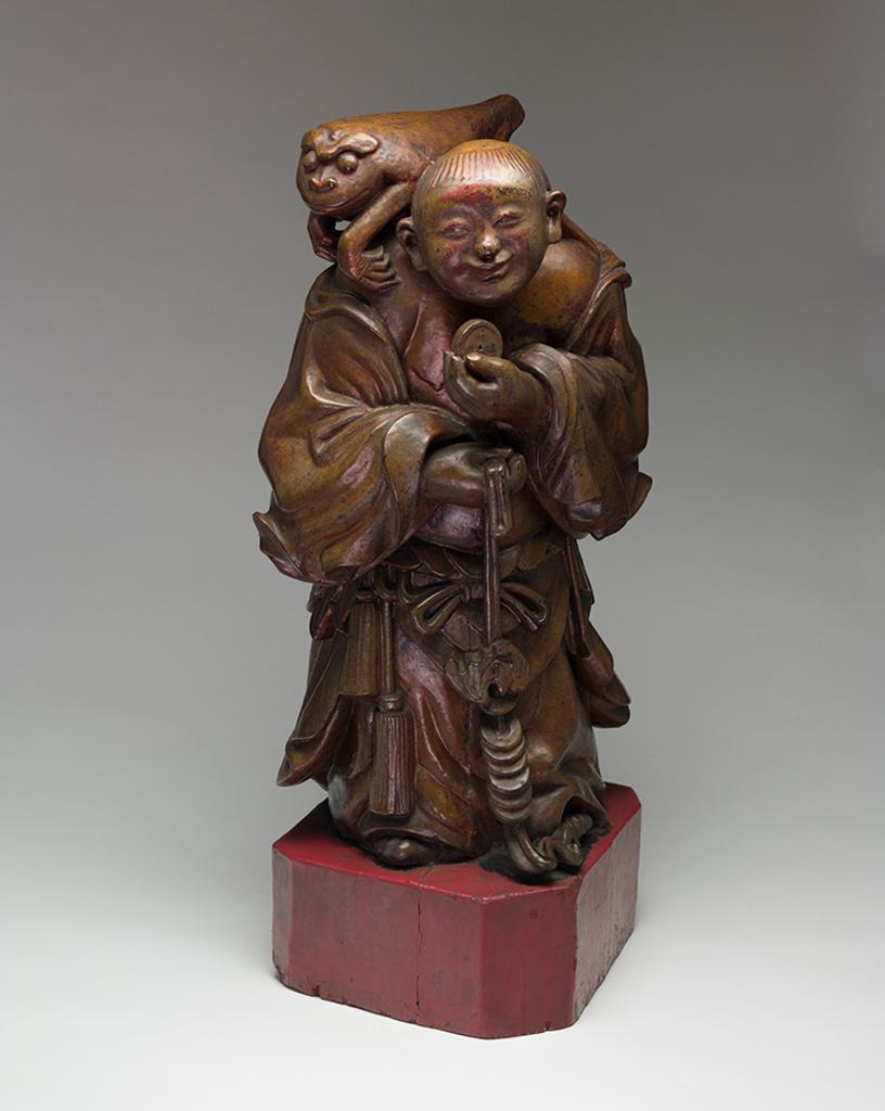 Chinese Art - Large Chinese Lacquered Wood Figure of Liu Hai, 19th Century