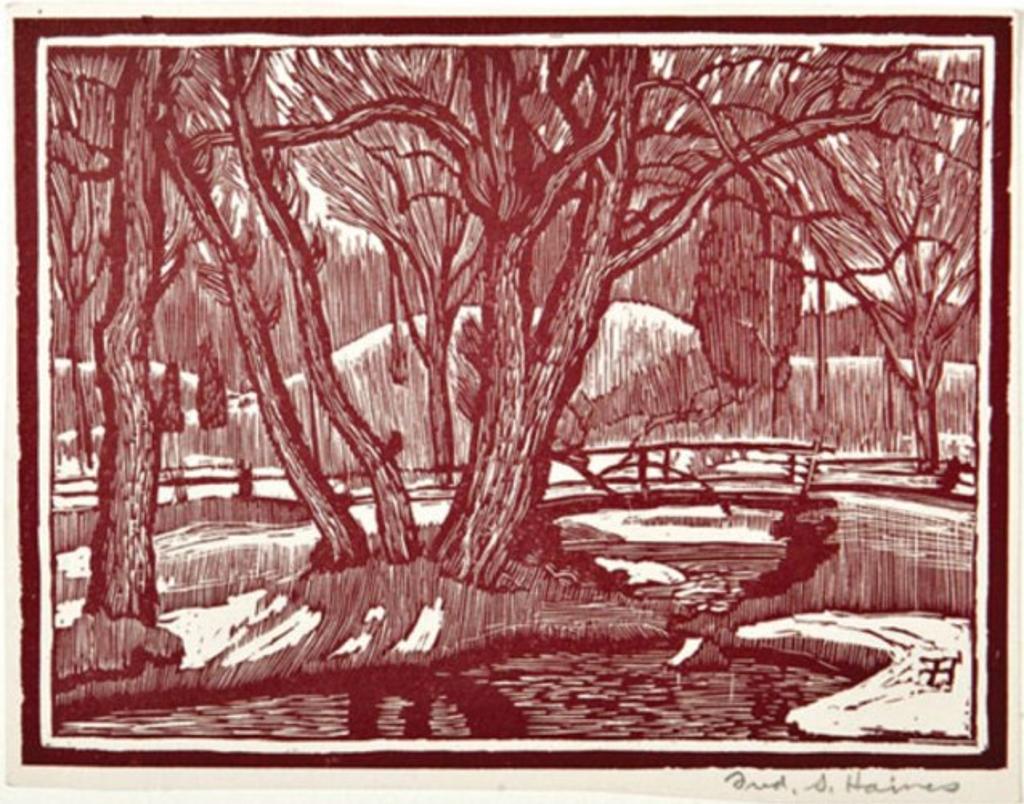 Frederick Stanley Haines (1879-1960) - Early Spring, untitled, Woodcut, printed in red, signed in the