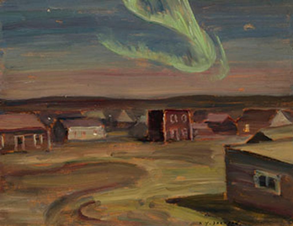 Alexander Young (A. Y.) Jackson (1882-1974) - Landscape with Aurora Borealis / Mining Town (verso)