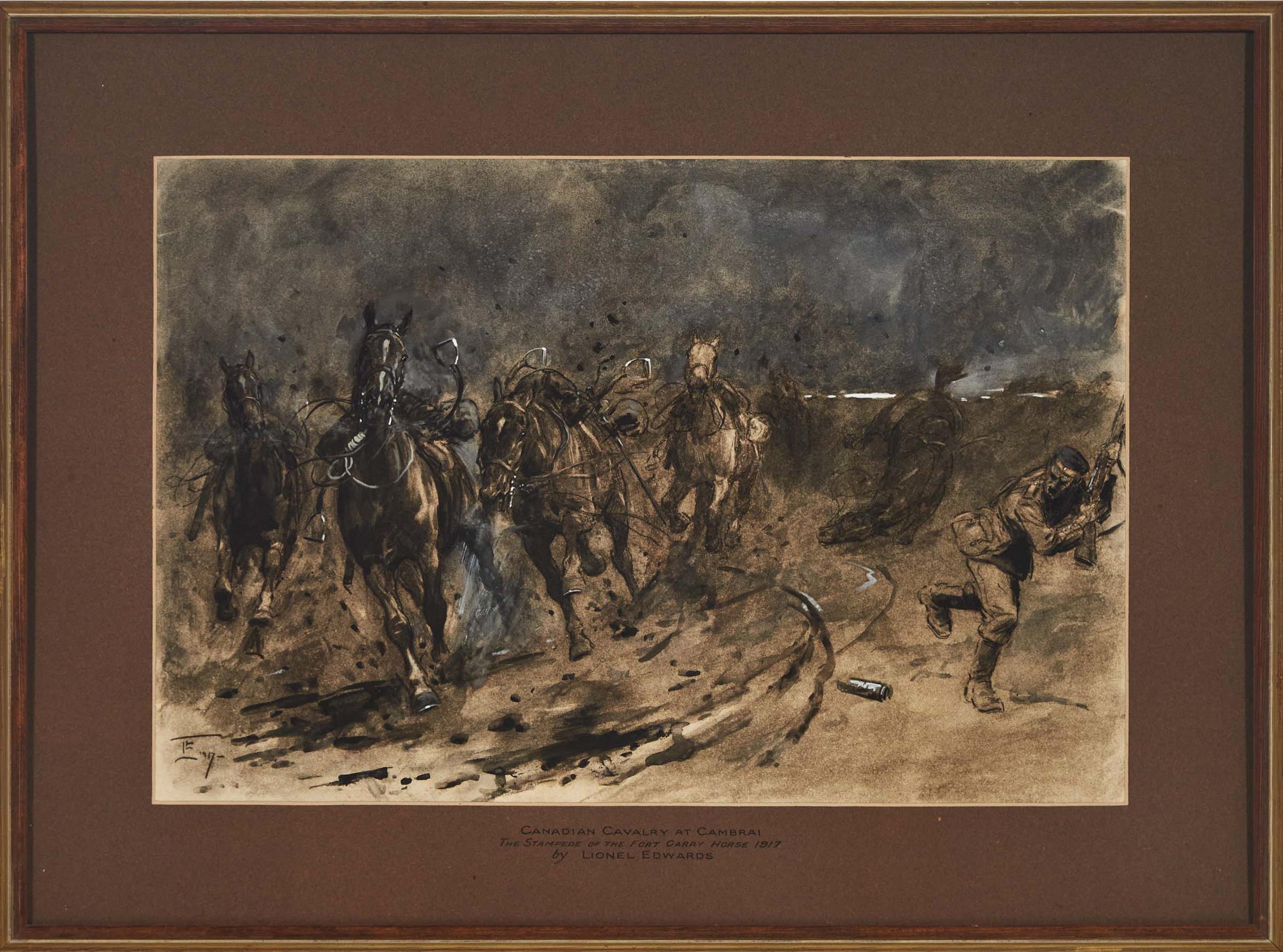 Lionel Edwards - Canadian Cavalry At Cambrai - The Stampede Of The Fort Garry Horse - 1917