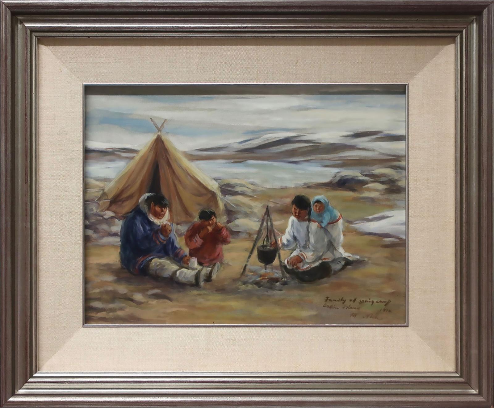 Anna T. Noeh (1926-2016) - Family At Spring Camp, Baffin Island