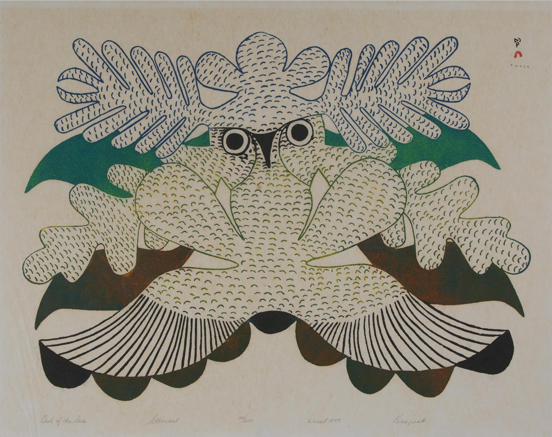 Kenojuak Ashevak (1927-2013) - Owl Of The Sea