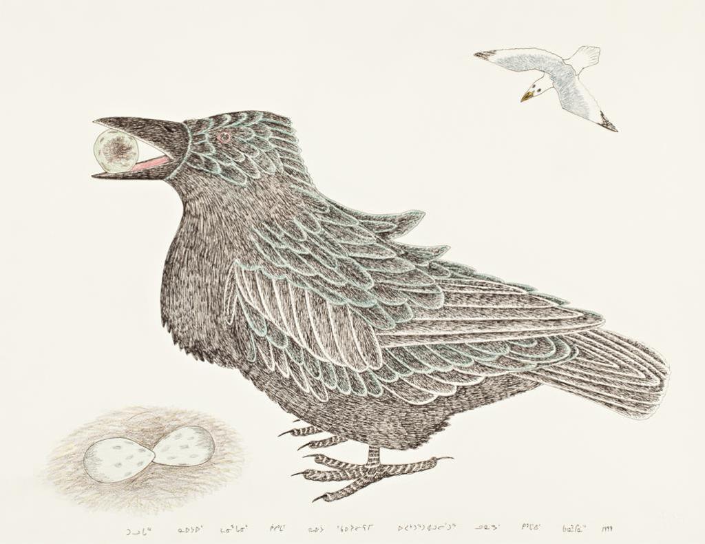 Kananginak Pootoogook (1935-2010) - Raven Stealing an Egg, 1999