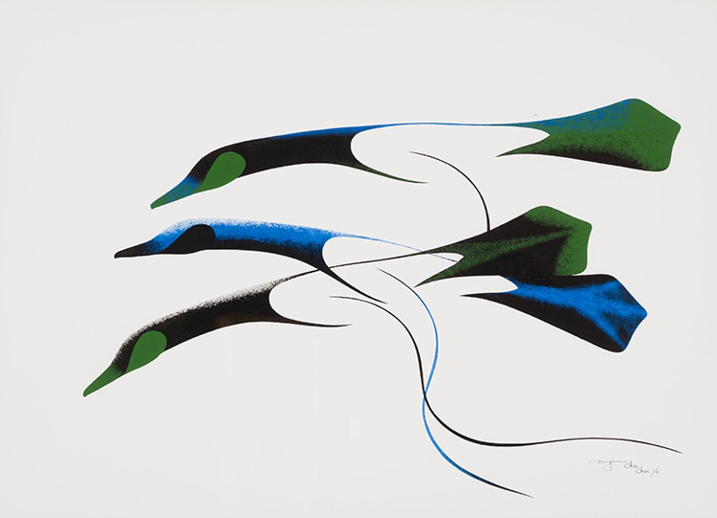 Benjamin Chee Chee (1944-1977) - Geese in Flight