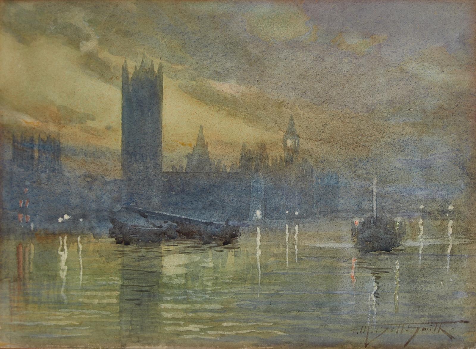 Frederic Martlett Bell-Smith (1846-1923) - Lights On The River Near Westminister