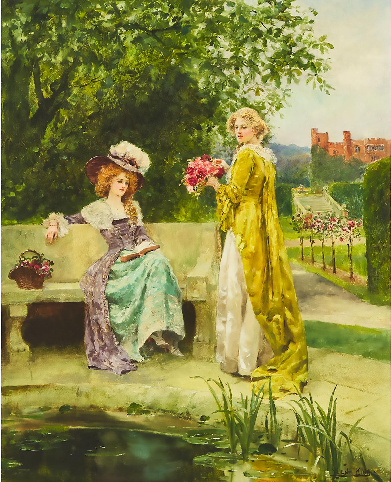 Henry John Yeend King (1855-1924) - Two Ladies Collecting Flowers From The Garden