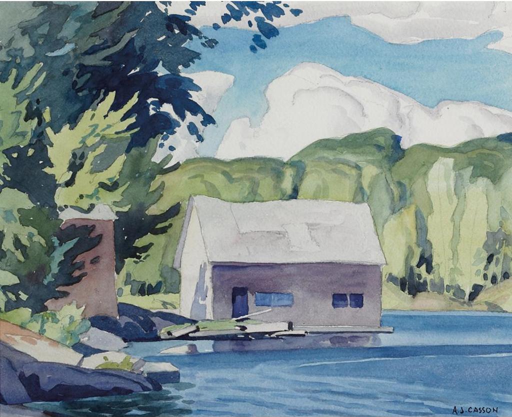 Alfred Joseph (A.J.) Casson (1898-1992) - Boathouse, Browning Island, Lake Muskoka