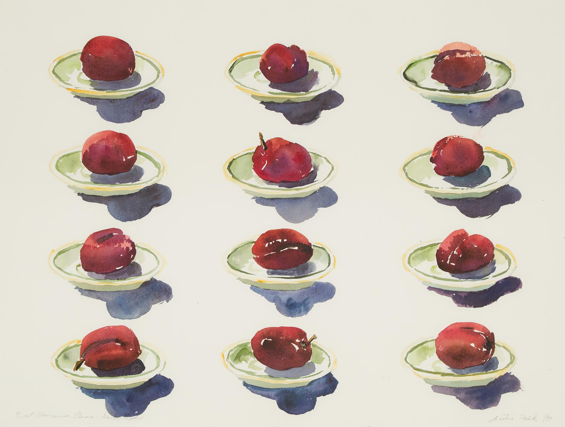 Gathie Falk (1928) - East Vancouver Plums, Dark Red, 1990