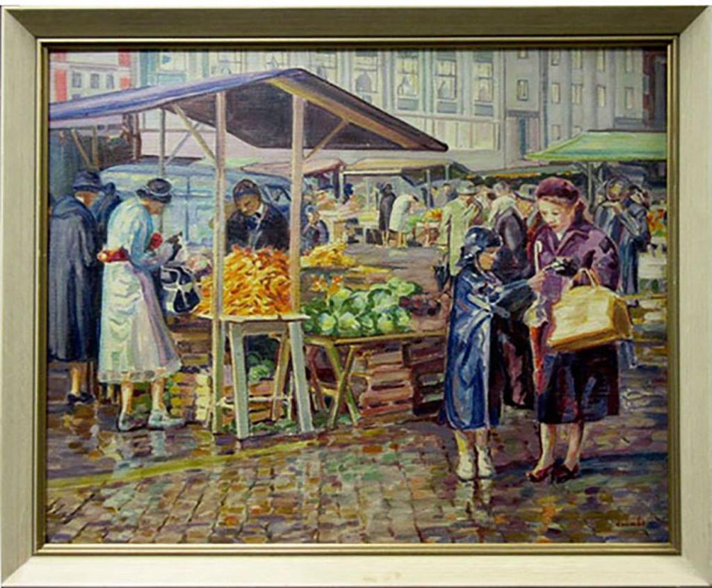 Edith Grace (Lawson) Coombs (1890-1986) - Vegetable Market, Bergen, Norway