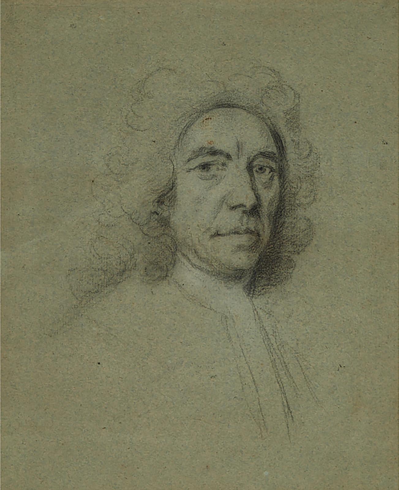 Jonathan Richardson Snr (1667-1745) - Portrait Of A Gentleman With Long Hair (Possibly A Self-Portrait)