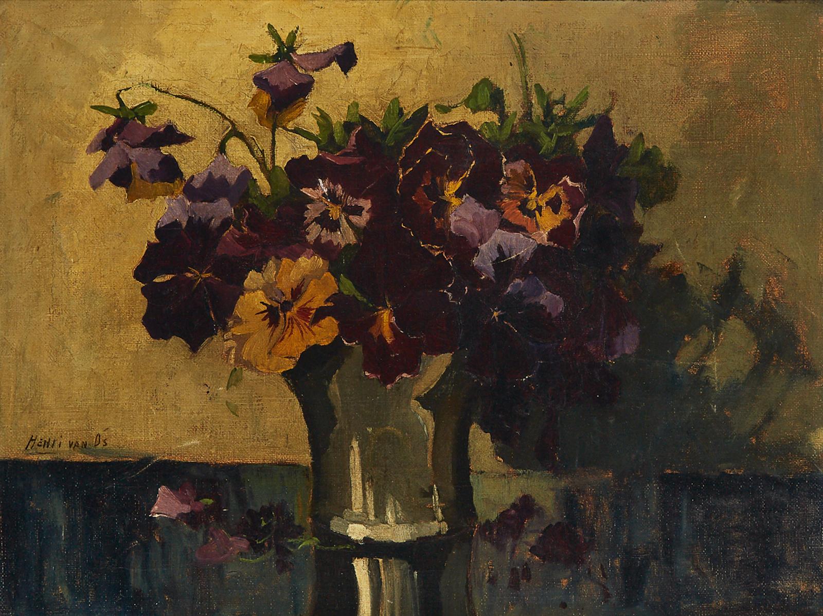 Henri Van Os-Delhez (1880-1976) - Pansies In A Vase