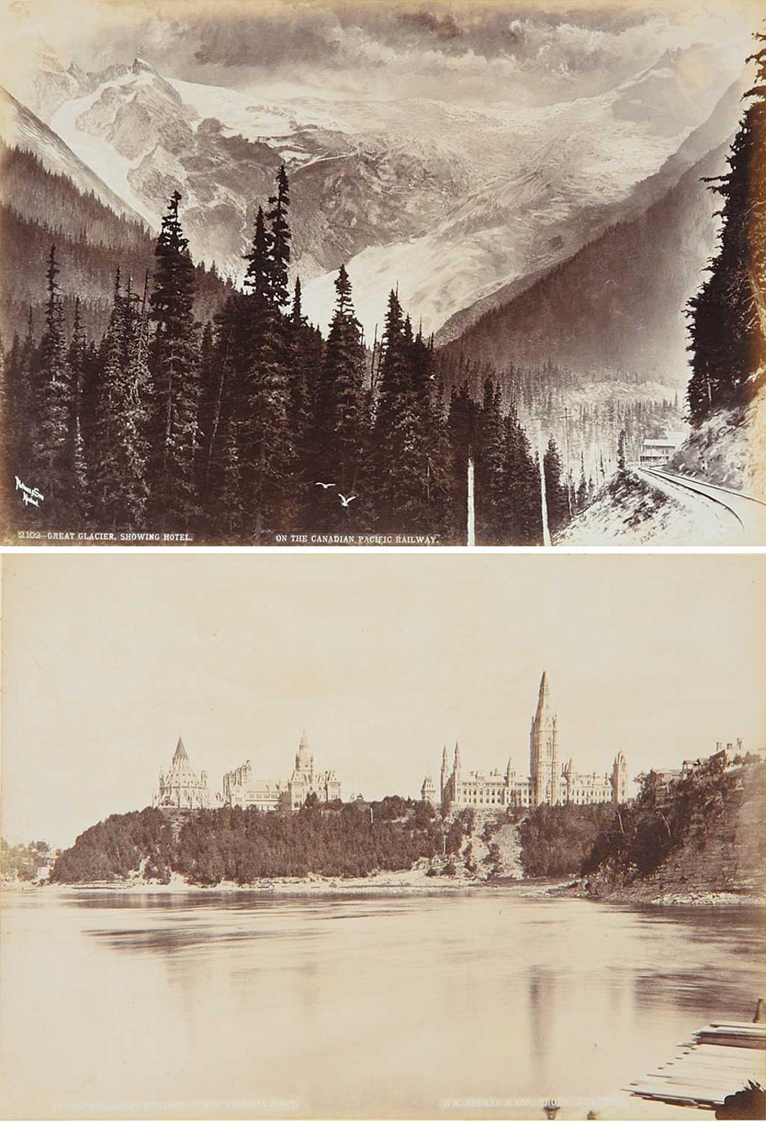 William Notman (1826-1891) - 2102 - Great Glacier Showing Hotel / 1110 - Parliament Buildings, from ZZZ